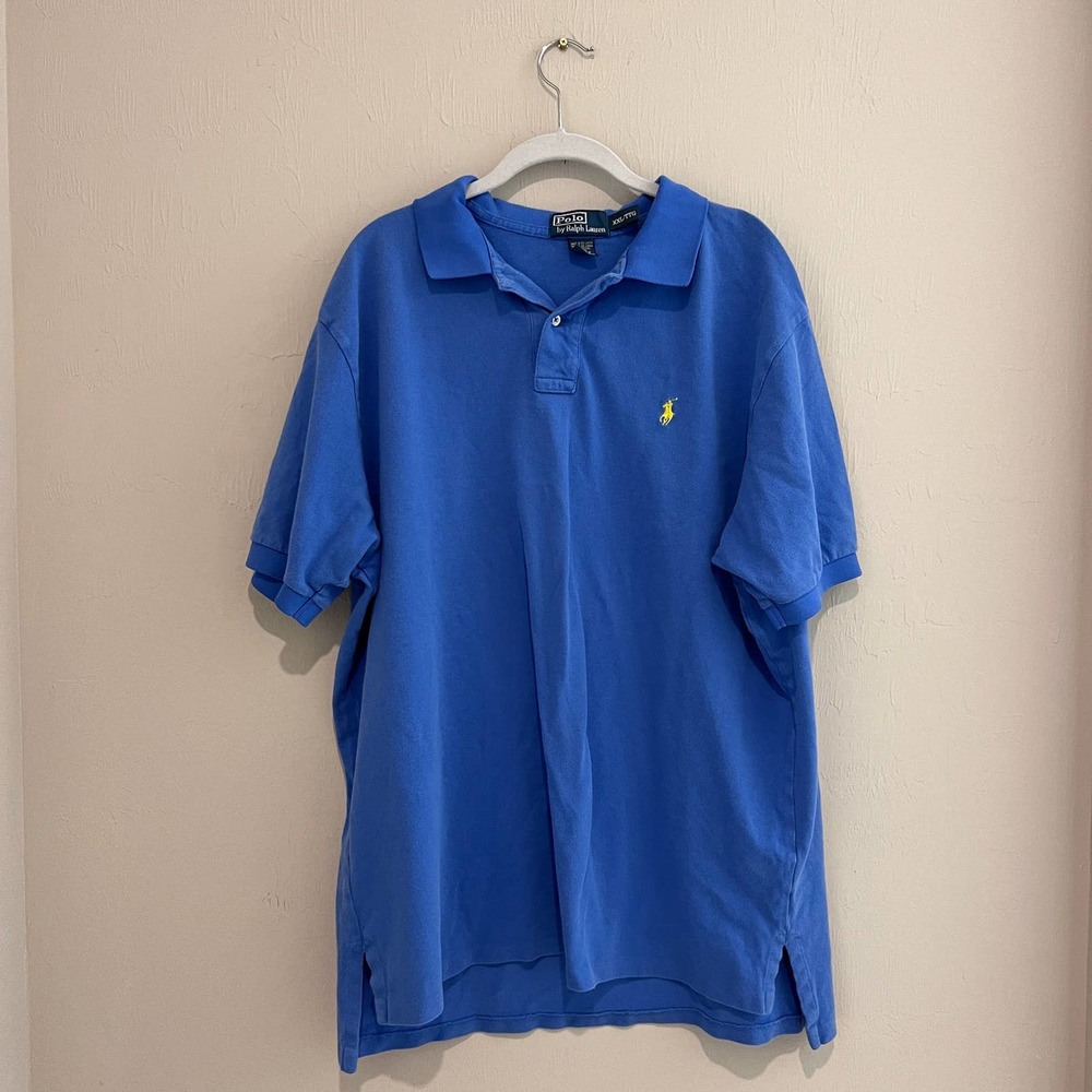 Polo by Ralph Lauren Polo Shirt 100% Cotton Yellow Chest Logo Blue Size XXL